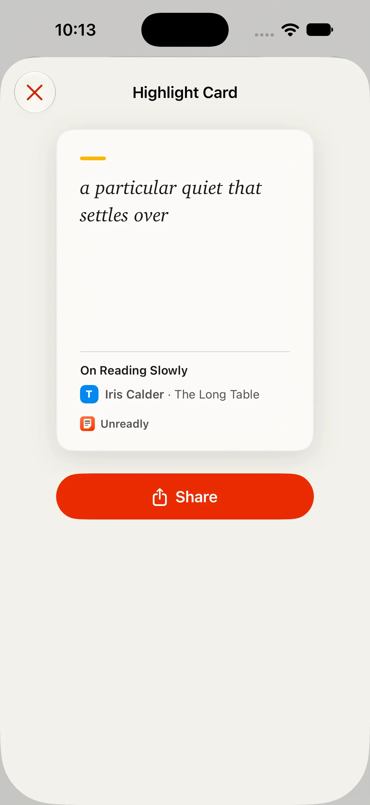 A Highlight Card on iPhone, ready to share.